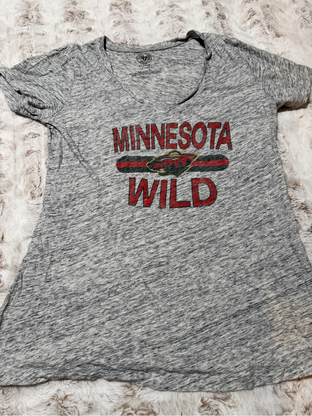 '47 Brand Heather Gray X-Large Cotton Tee with Interior Logo Print